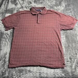 Puritan Polo Men’s XL Collared Short Sleeve Shirt red Grid Check